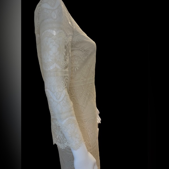 ✨Max Studio cream colored lace midi dress w/ built in slip! - Picture 5 of 16